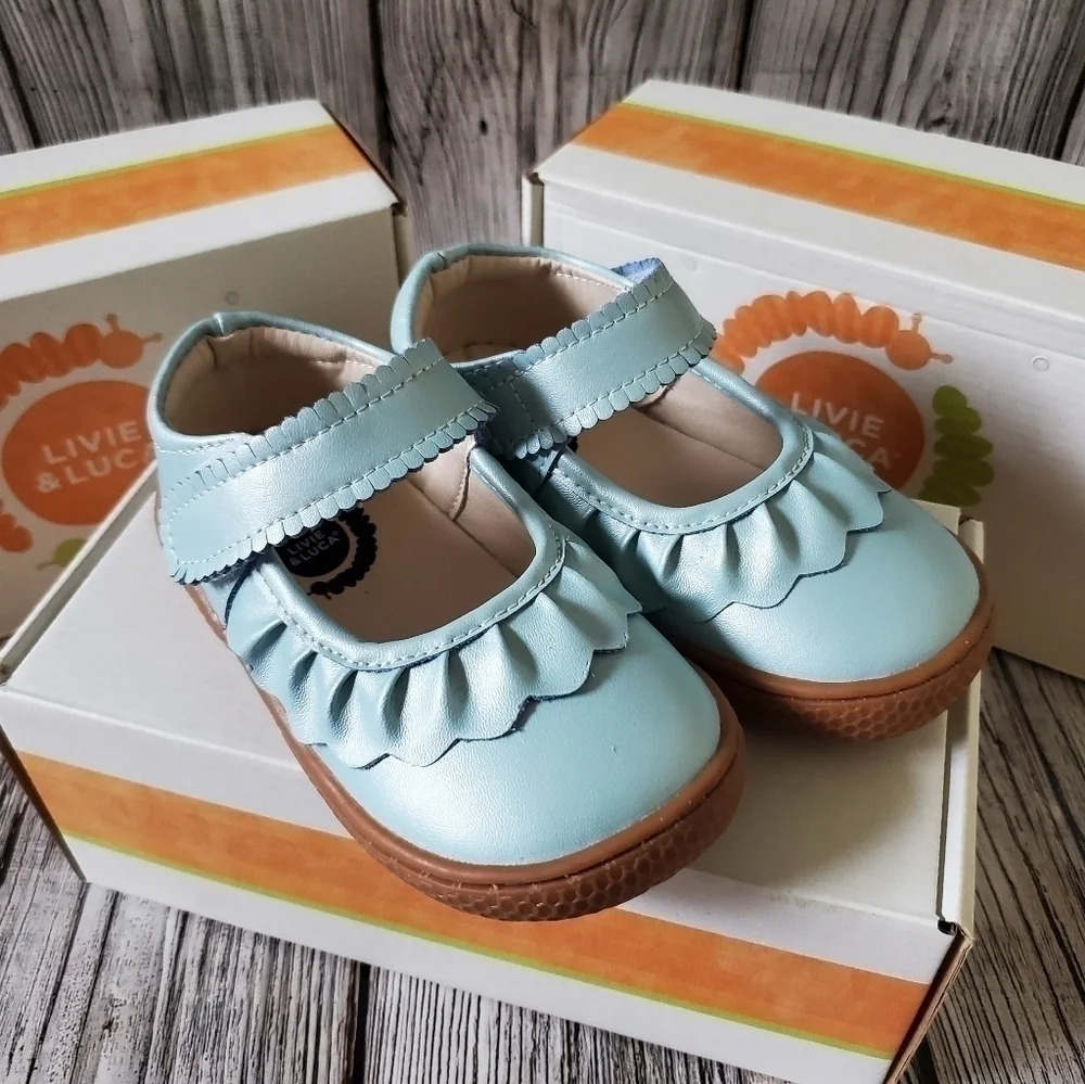 Livie and Luca Ruche Shoes Blue Shimmer New Without Box
